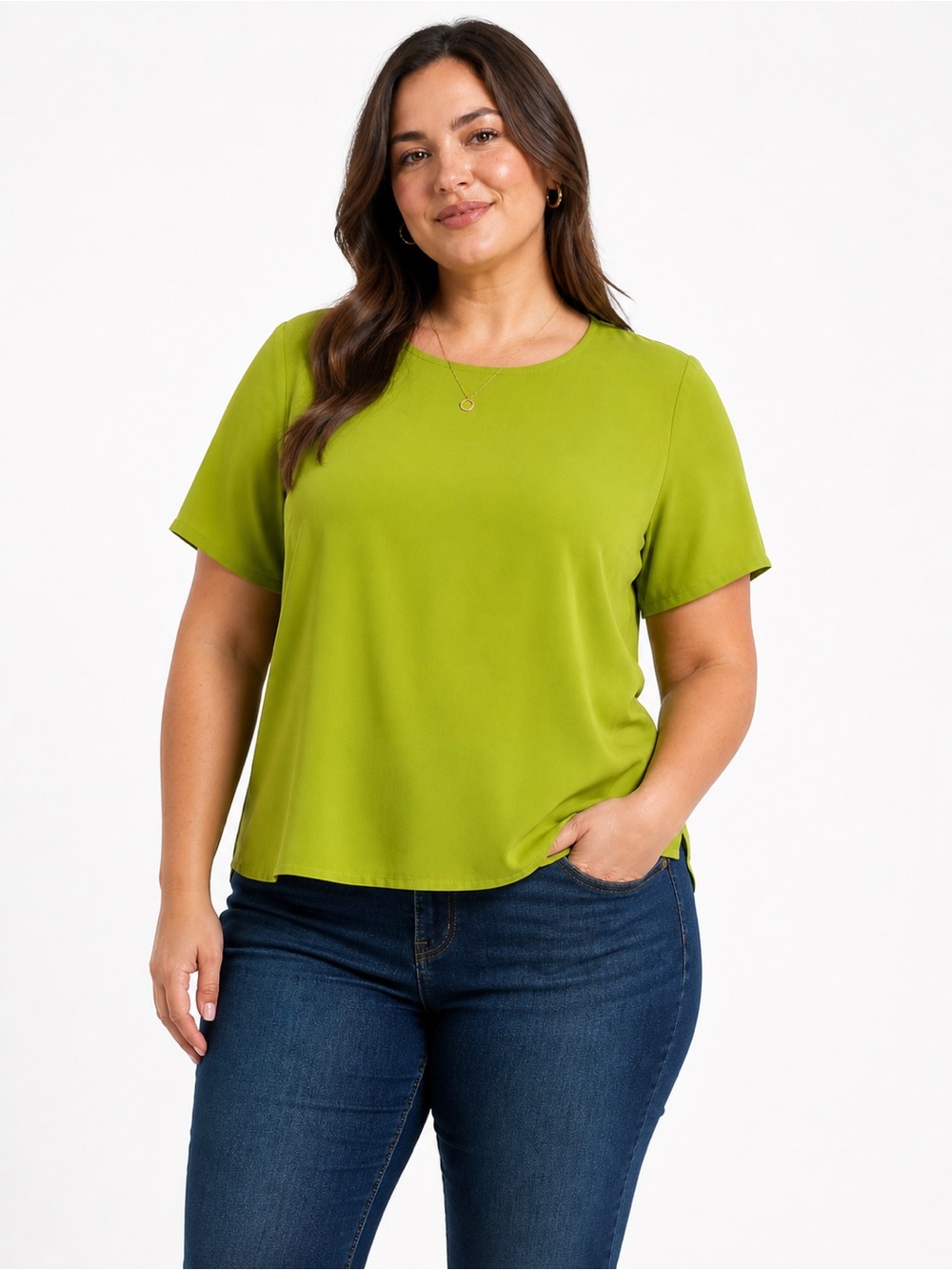 Laura & Jayne Petite Collection Vintage 100% Silk Blouse Green Top Size 12